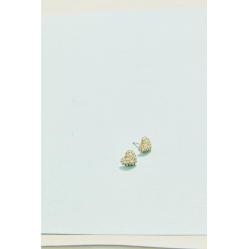 SP Sparkling Heart Stud Earrings White Opal