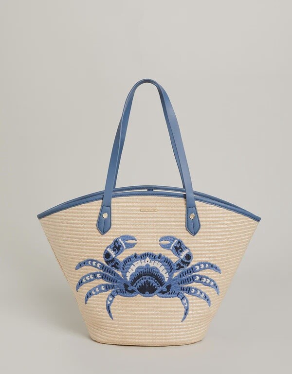 Straw Beach Tote, Description: Blue Crab