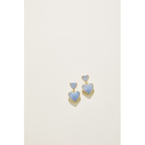 Full Heart Earrings Light Blue