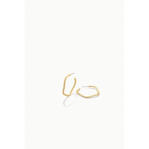 Sand Bar Wave Hoop Earrings 32mm White Opal
