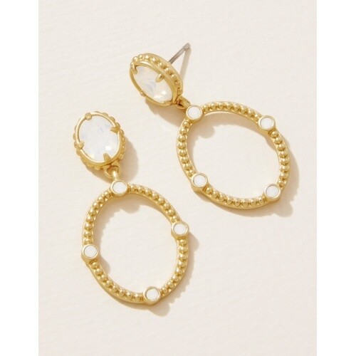 Cristal Oval Drop Earrings White Opal