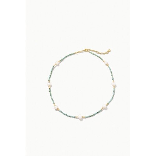 Pearl Bitty Bead Necklace 16&quot; Teal