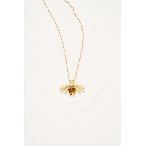 Honey Bee Slide Necklace 28&quot; Bronze