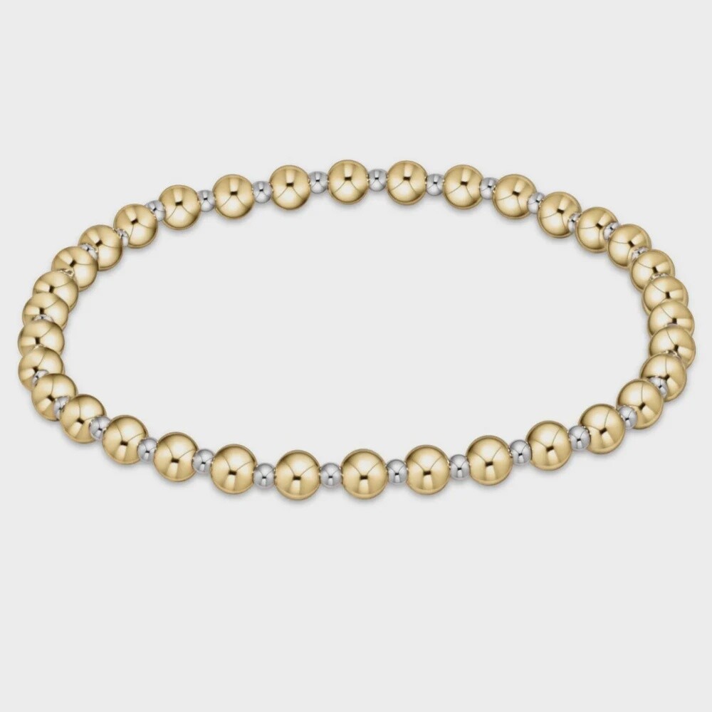 Classic Grateful Pattern Bead Bracelet - Mixed Metal 4mm