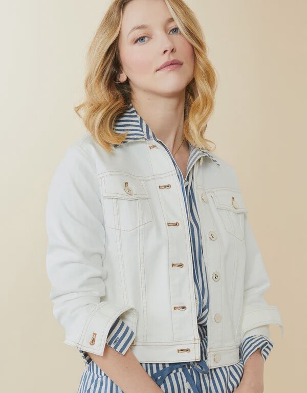 Leah Denim Jacket Pearl White