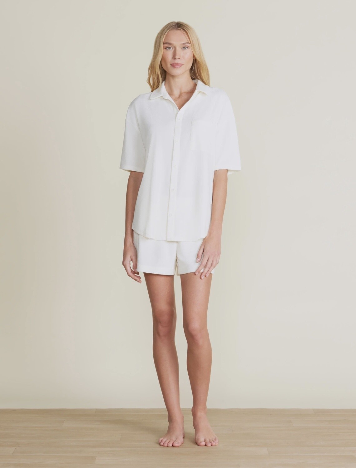 Cozy Terry® Button Down Shirt - Pearl