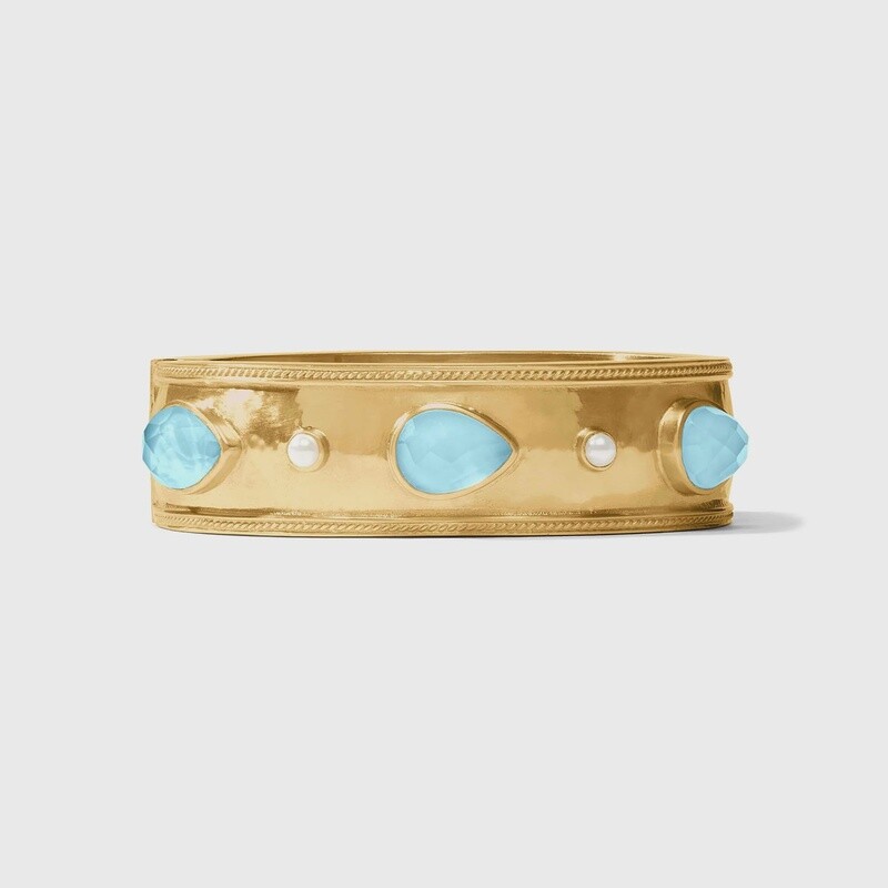 Cannes Stone Statement Hinge Bangle, Colour: Iridescent Capri Blue