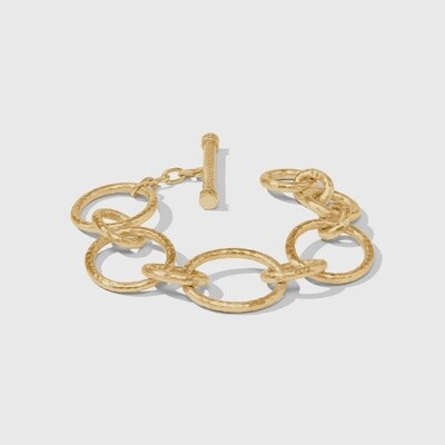 Julie Vos Catalina light link bracelet in 24K gold plate with toggle closure, displayed on white background