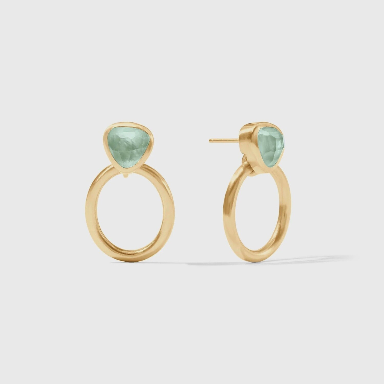 Aquitaine Demi Doorknocker Earring, Colour: Iridescent Aquamarine Blue