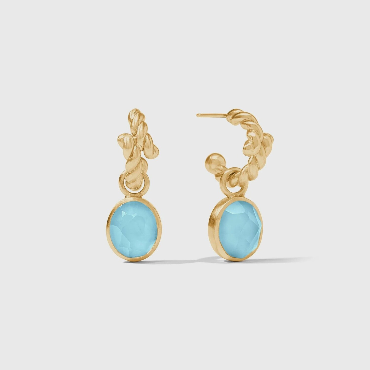 Nassau Hoop &amp; Charm Earring, Colour: Iridescent Capri Blue