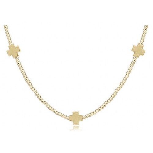 15&quot; Choker Signature Cross Gold Pattern 2mm Bead - Signature Cross Gold