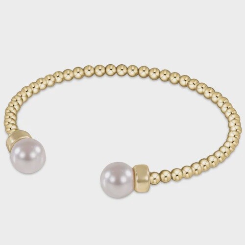 Classic gold 3mm bead cuff Pearl - gold