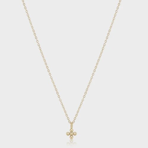 16&quot; Necklace Gold - Classic Beaded Signature Cross Small Gold Charm