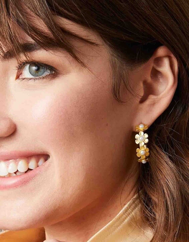 Primrose Hoop Earrings Pearl