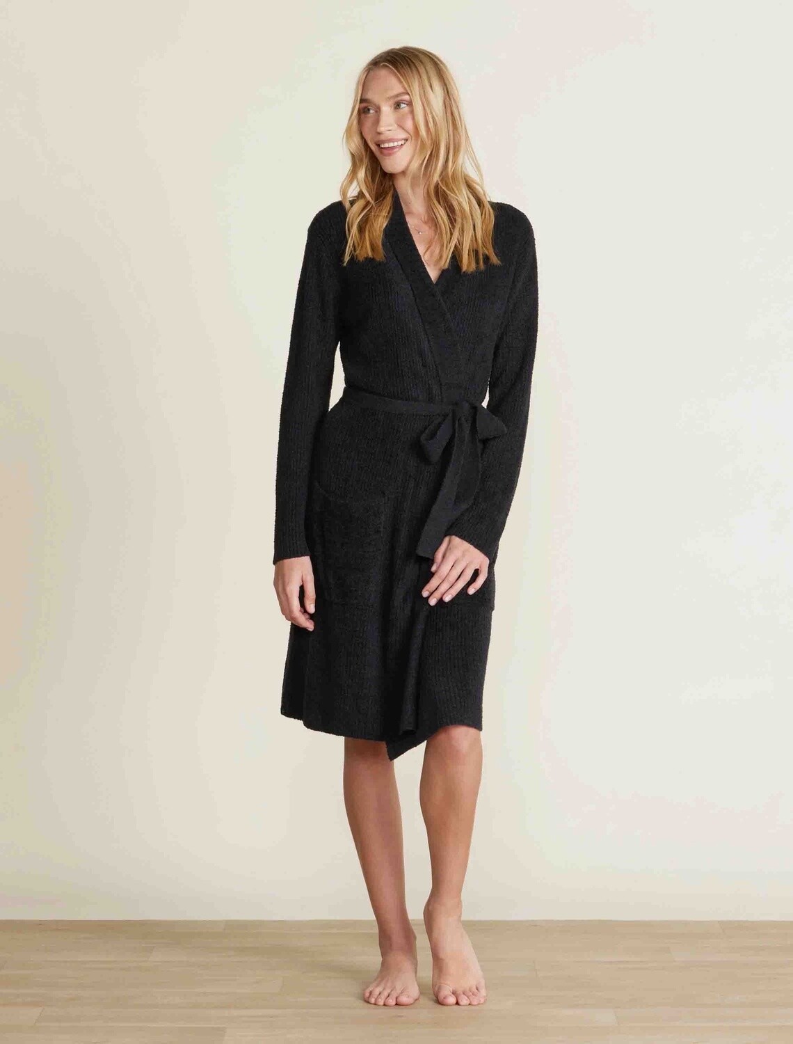 CozyChic Lite  Ribbed Robe Black