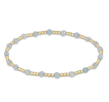 Gemstone Gold Sincerity Pattern 3mm Bead Bracelet - Aquamarine