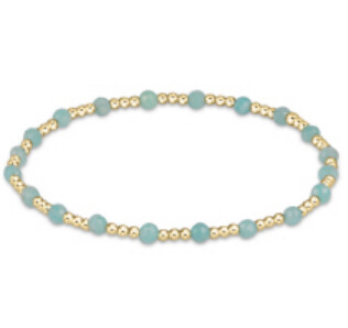 Gemstone Gold Sincerity Pattern 3mm Bead Bracelet - Amazonite