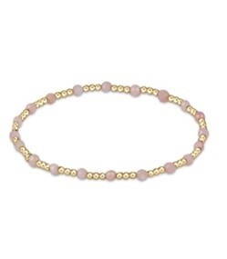 Gemstone Gold Sincerity Pattern 3mm Bead Bracelet - Pink Opal