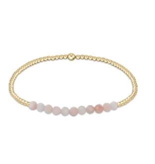 Gold Bliss 2mm Bead Bracelet - Pink Opal