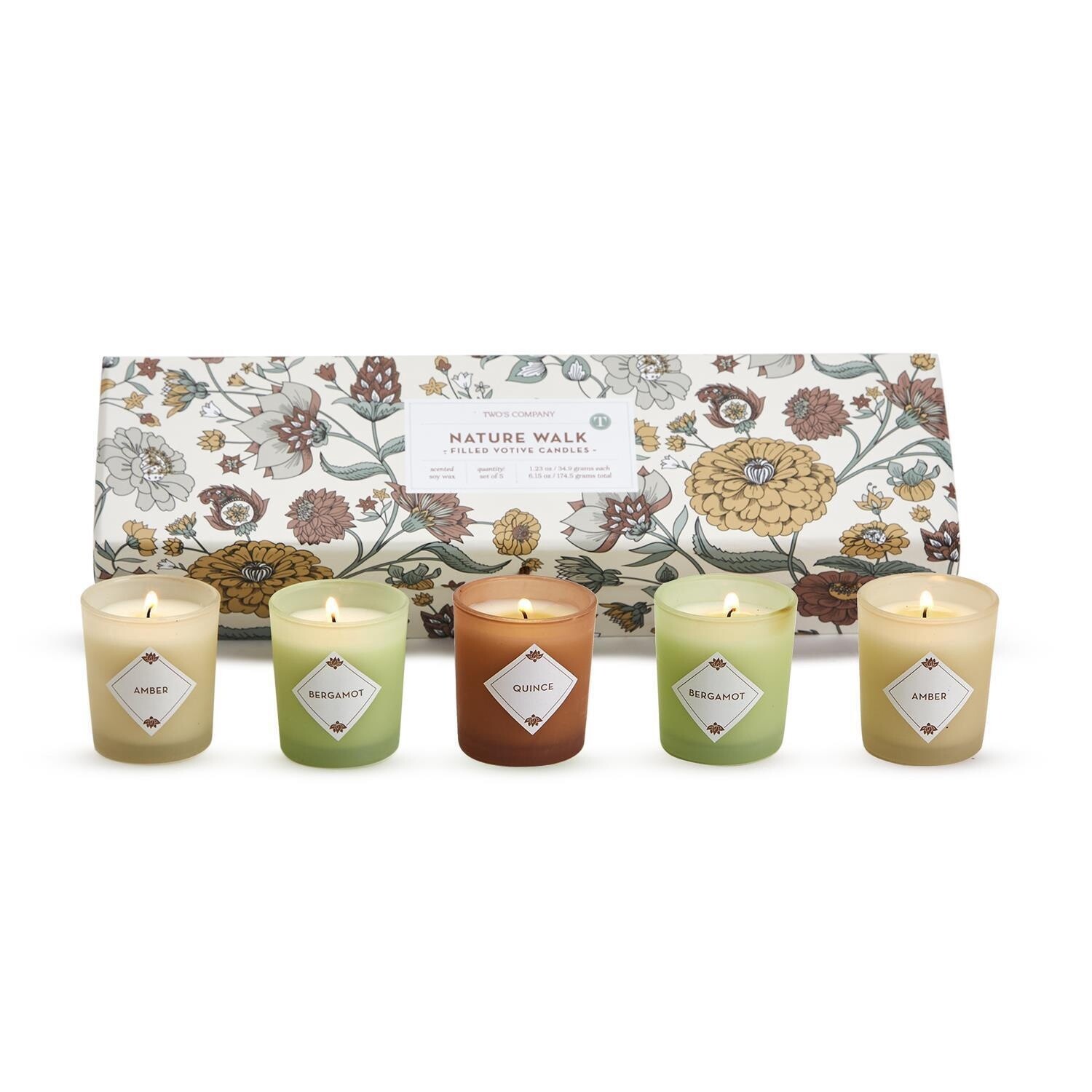 Set of 5 Scented Candles in Gift Box, Description: Nature Walk