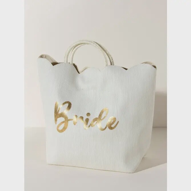 Bride Scalloped Edge Tote, Ivory