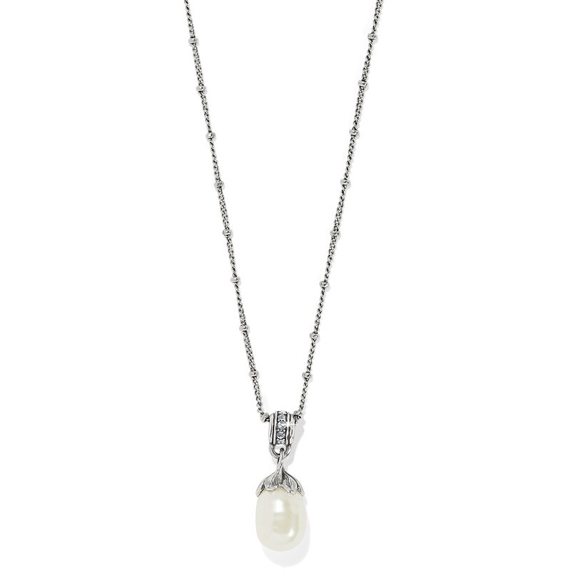 Everbloom Pearl Drop Necklace Silver