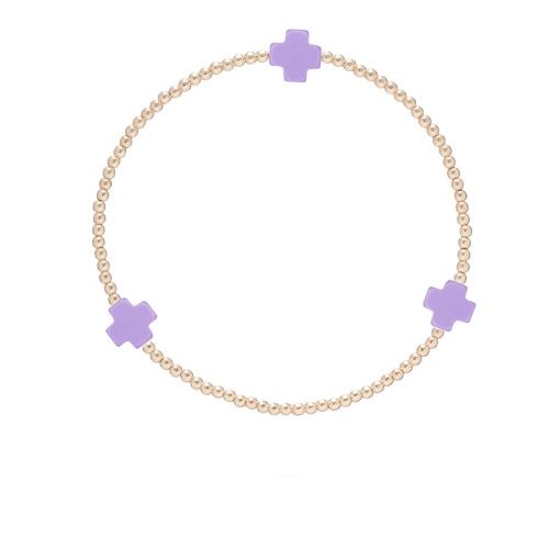 egirl Signature Cross Gold Pattern 3mm Bead Bracelet - Purple