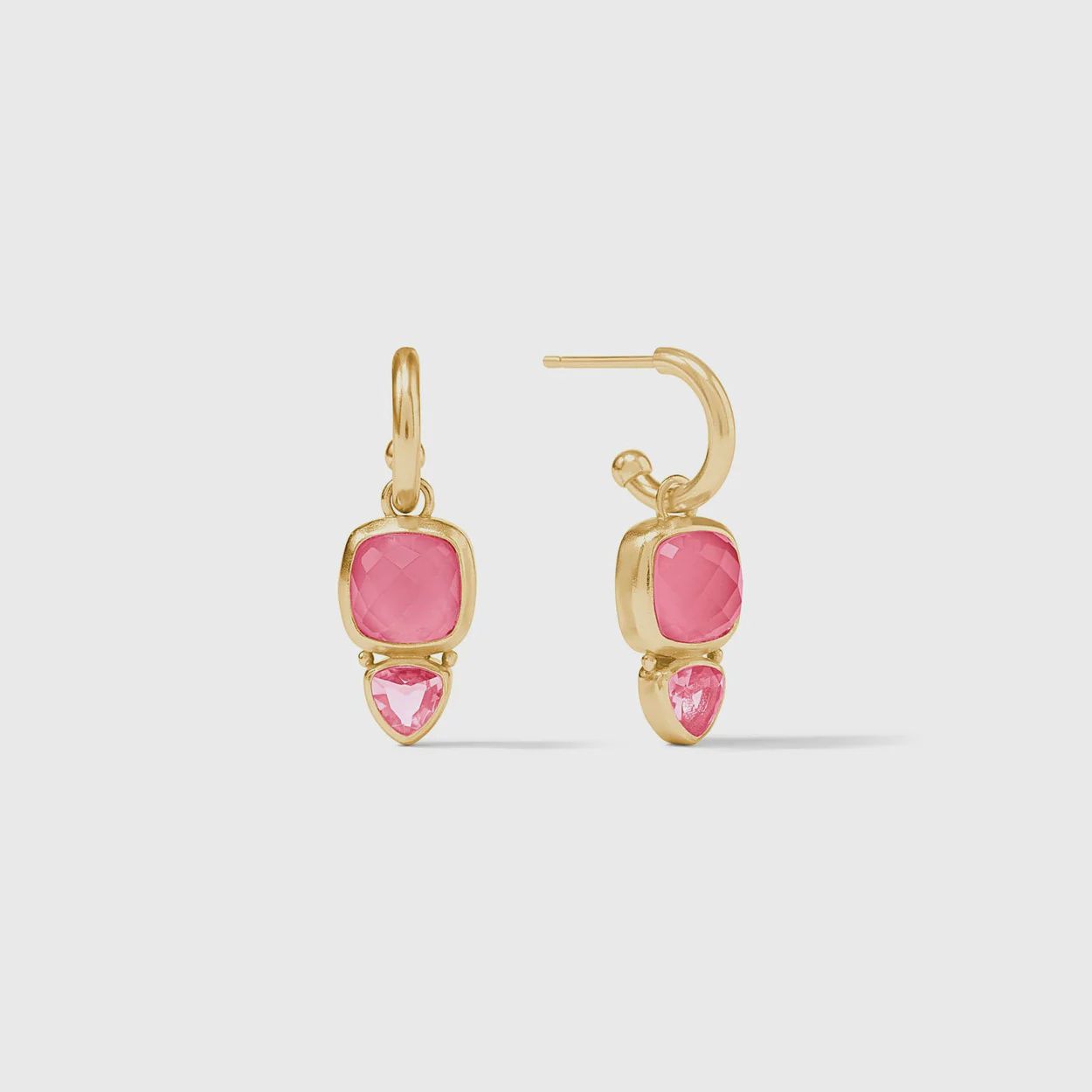 Aquitaine Duo Hoop &amp; Charm Earring, Colour: Iridescent Peony Pink