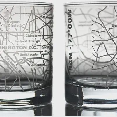 Dc Etched Street Grid Whiskey Glass Set