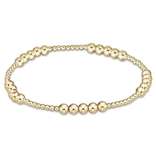 Classic Blissful Pattern 2mm Bead Bracelet - 4mm Gold