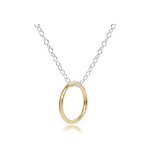16&quot; Necklace Sterling Mixed Metal - Halo Gold Charm