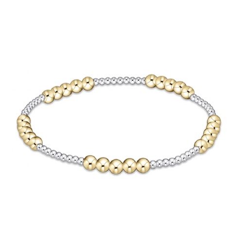 Classic Blissful Pattern 2mm Bead Bracelet - 4mm Mixed Metal