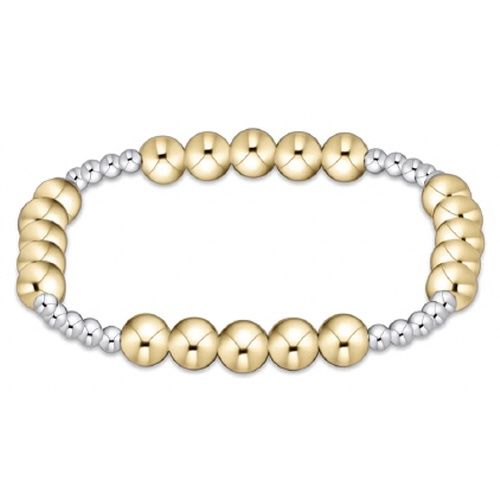 Classic Blissful Pattern 3mm Bead Bracelet - 6mm Mixed Metal