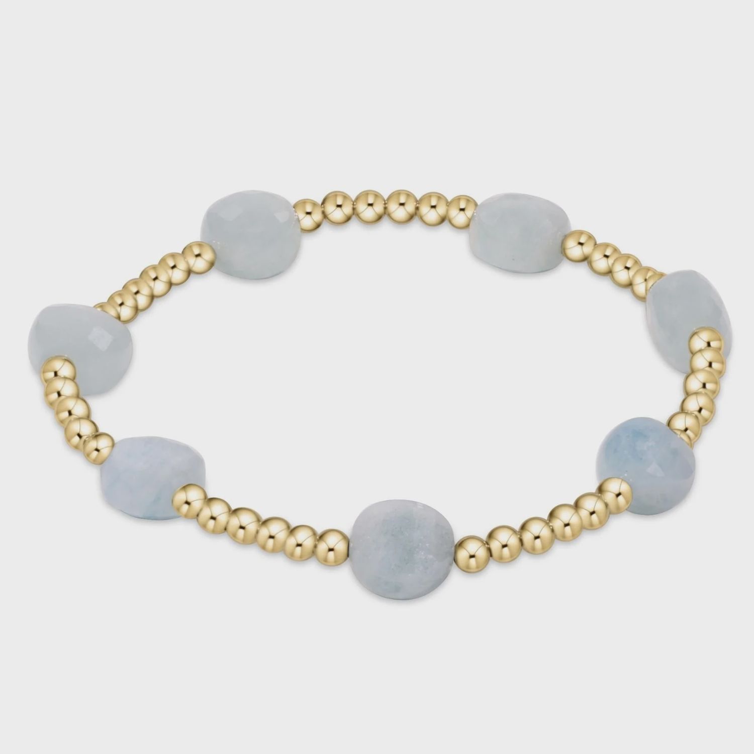 Admire Gold 3mm Bead Bracelet - Aquamarine
