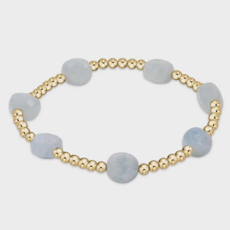 Admire Gold 3mm Bead Bracelet - Aquamarine
