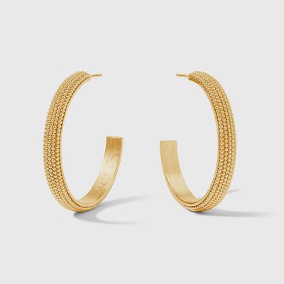 Julie Vos beaded eternity cabochon hoop earrings in 24K gold plate, displayed on a neutral background