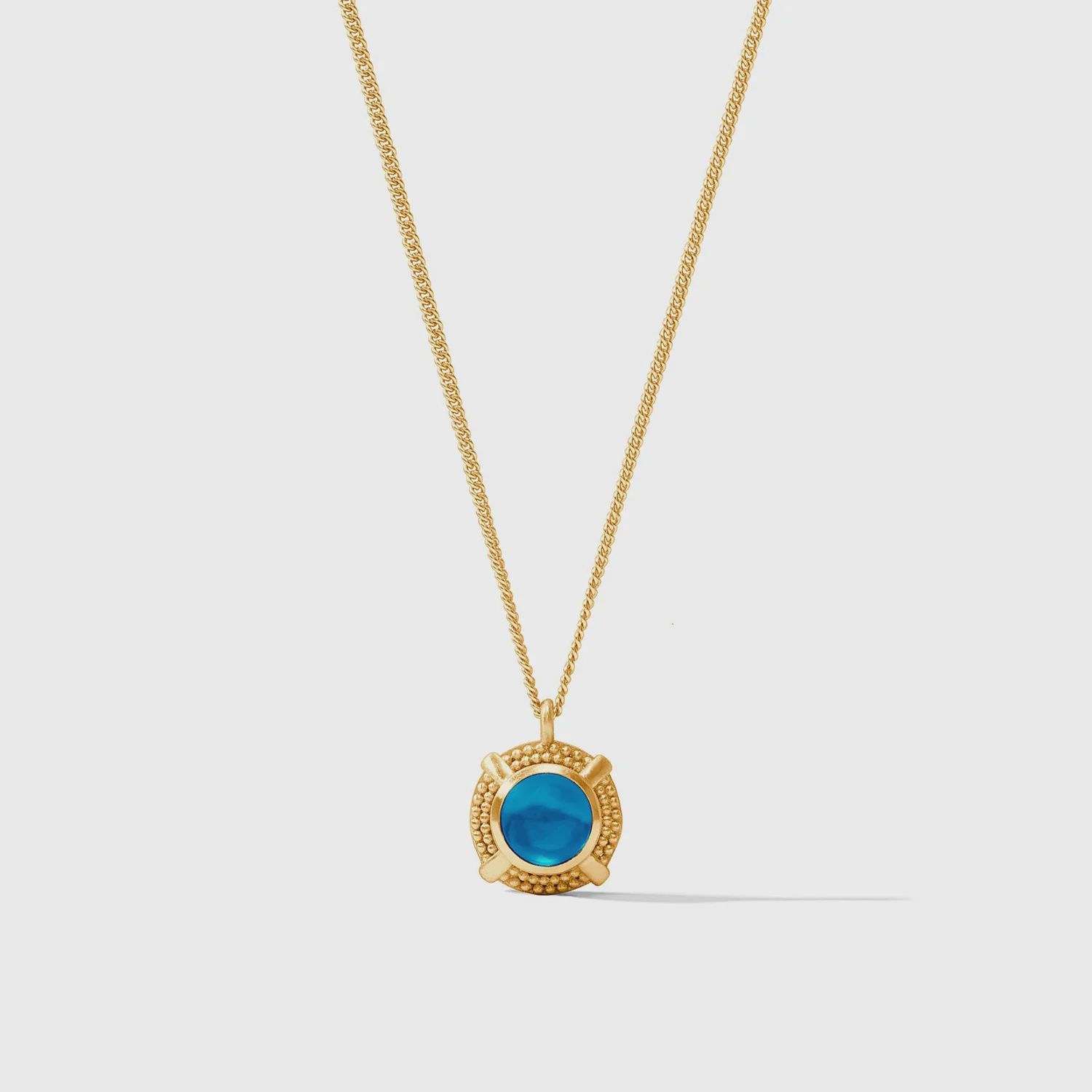 Cabochon Solitaire Necklace, Colour: Iridescent London Blue
