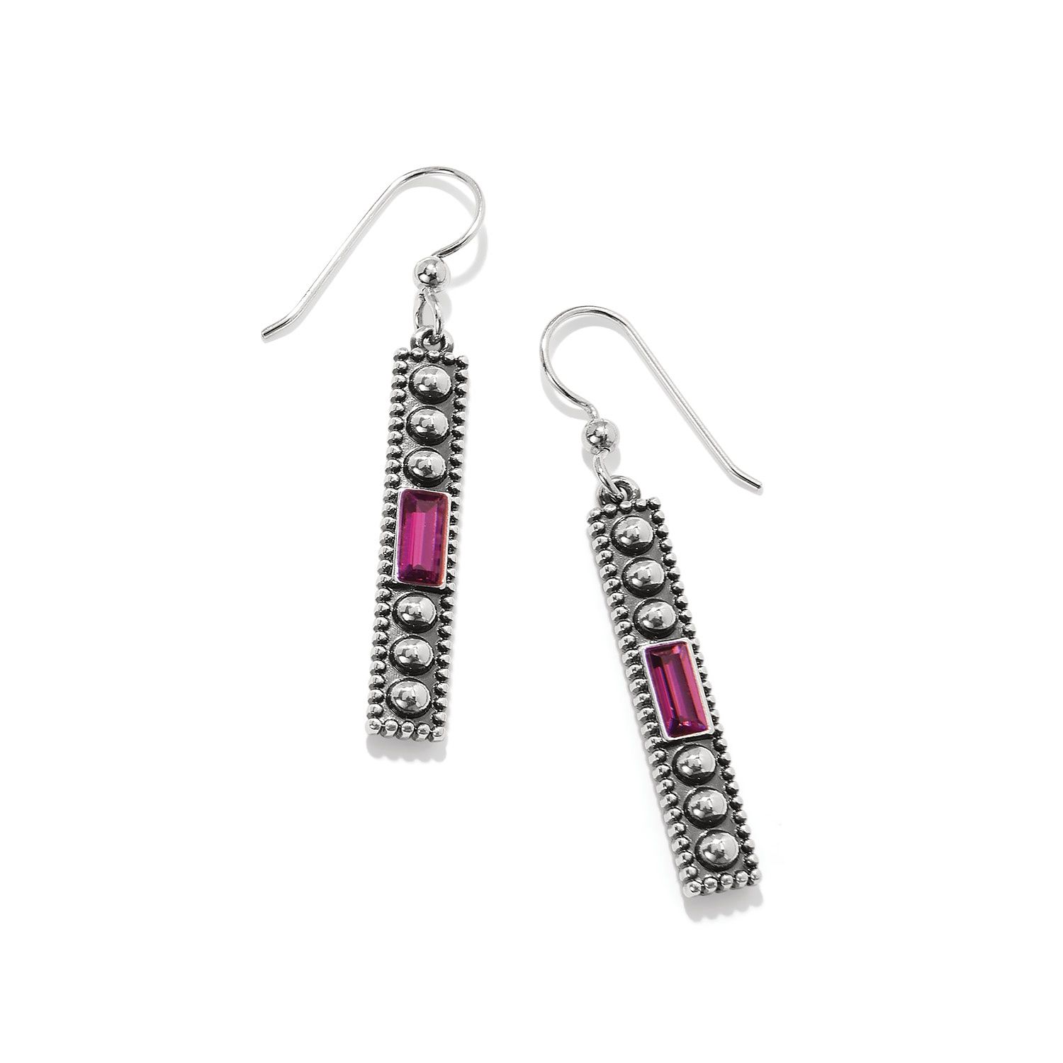 Pretty Tough Gem French Wire Earrings, Colour: Silver-Amethyst