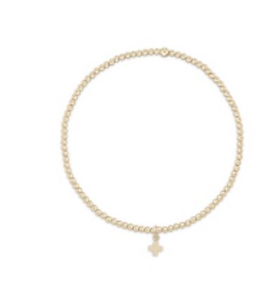 Classic Gold 2mm Bead  Signature Cross Small Gold Charm