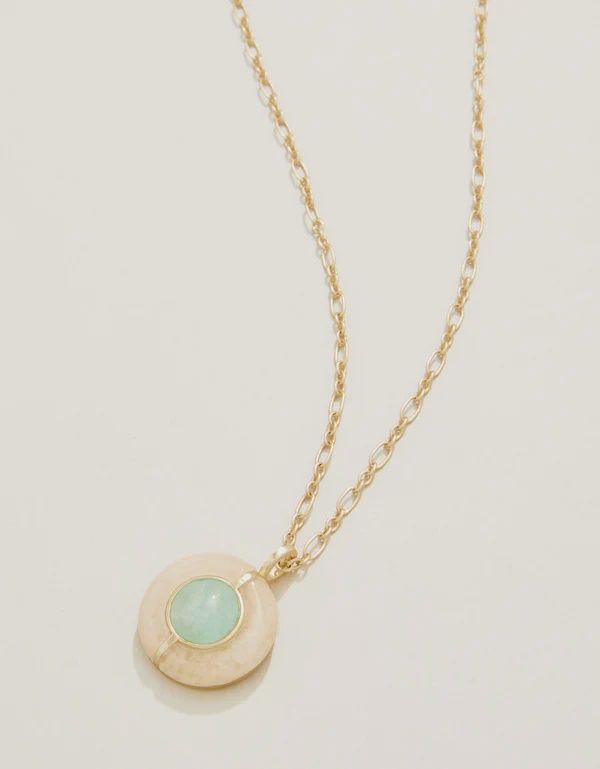 Centered Stone Necklace 18&quot; White/Jade