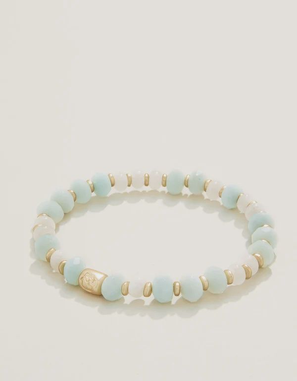 Stone Stretch Bracelet 10mm Seafoam/White