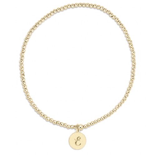 Classic Gold 2mm Bead Bracelet - Respect Small Gold Disc Initials