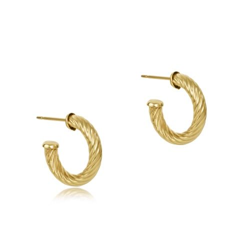 Round Gold 0.5&quot; Post Hoop - 4mm - Textured Twist