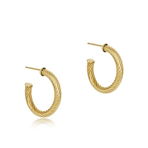 Round Gold 1.125&quot; Post Hoop - 4mm - Textured Twist