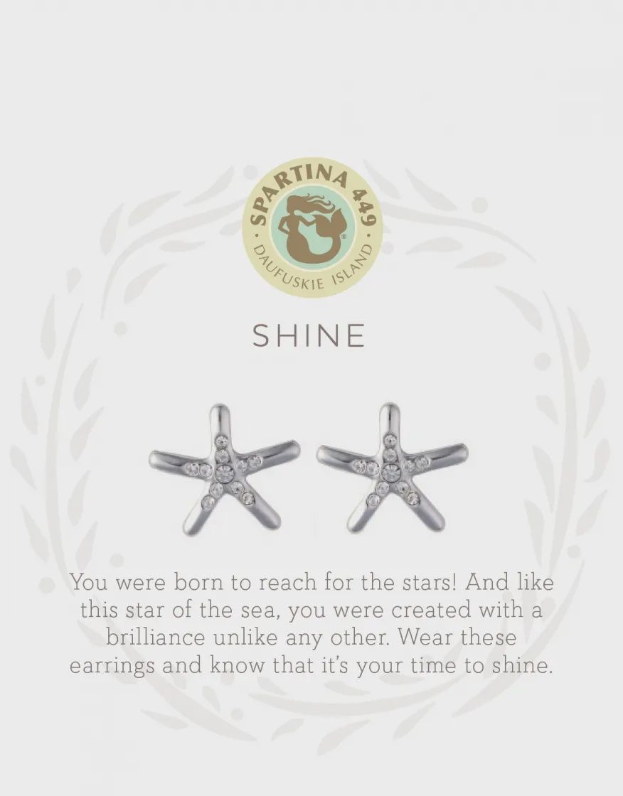 Sea La Vie Stud Earrings Shine/Starfish, Colour: Silver