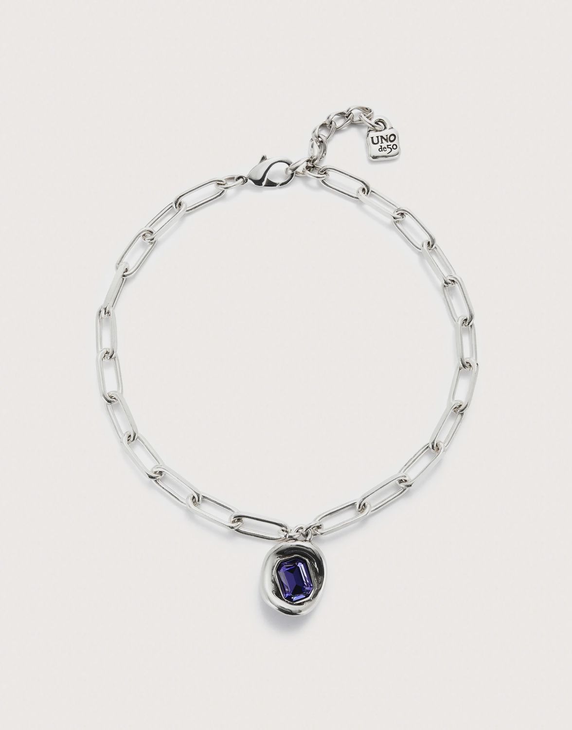 Ser Brave Purple Crystal Necklace, Colour: Silver
