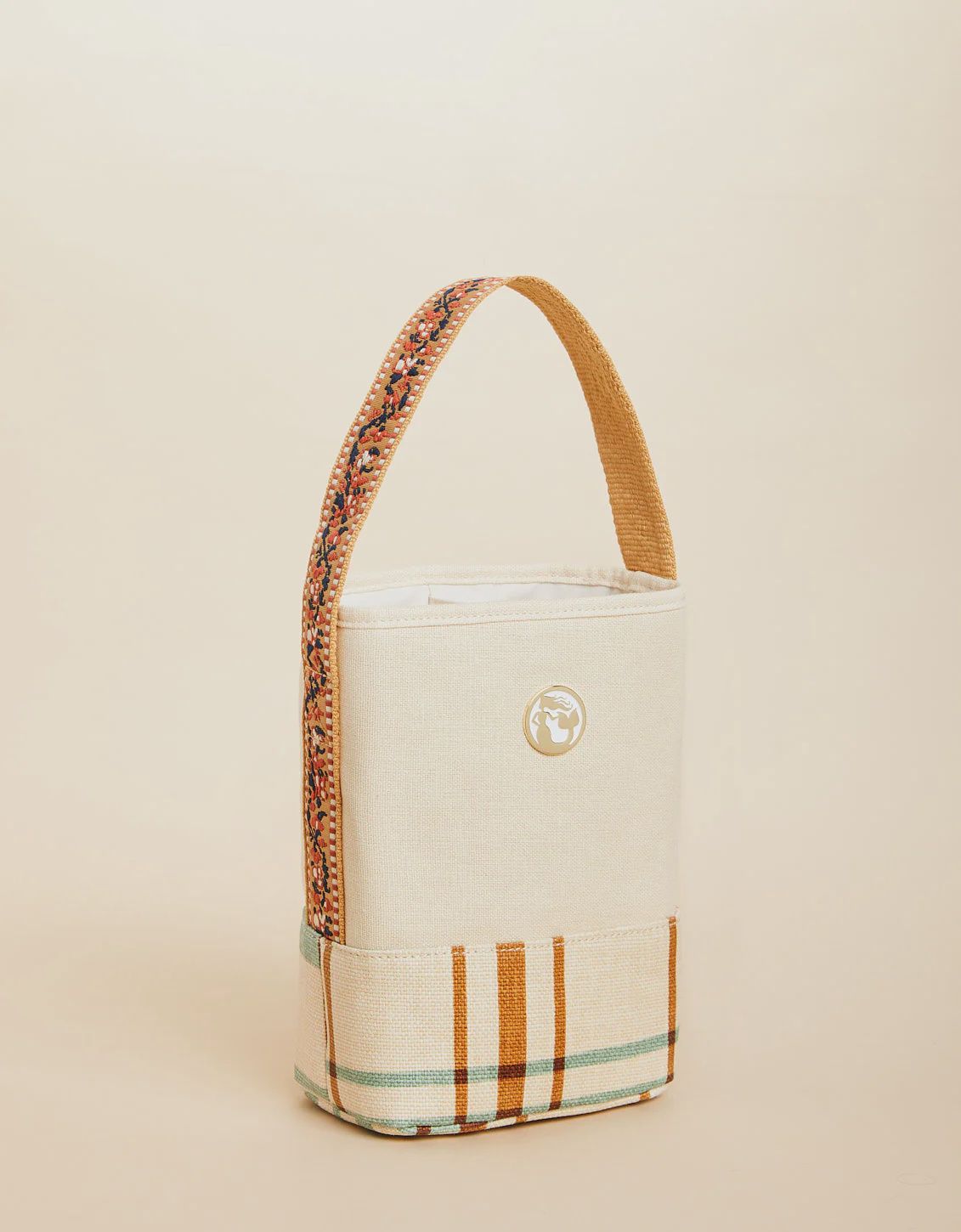 Double Wine Caddy Kalalanta Plaid Cream