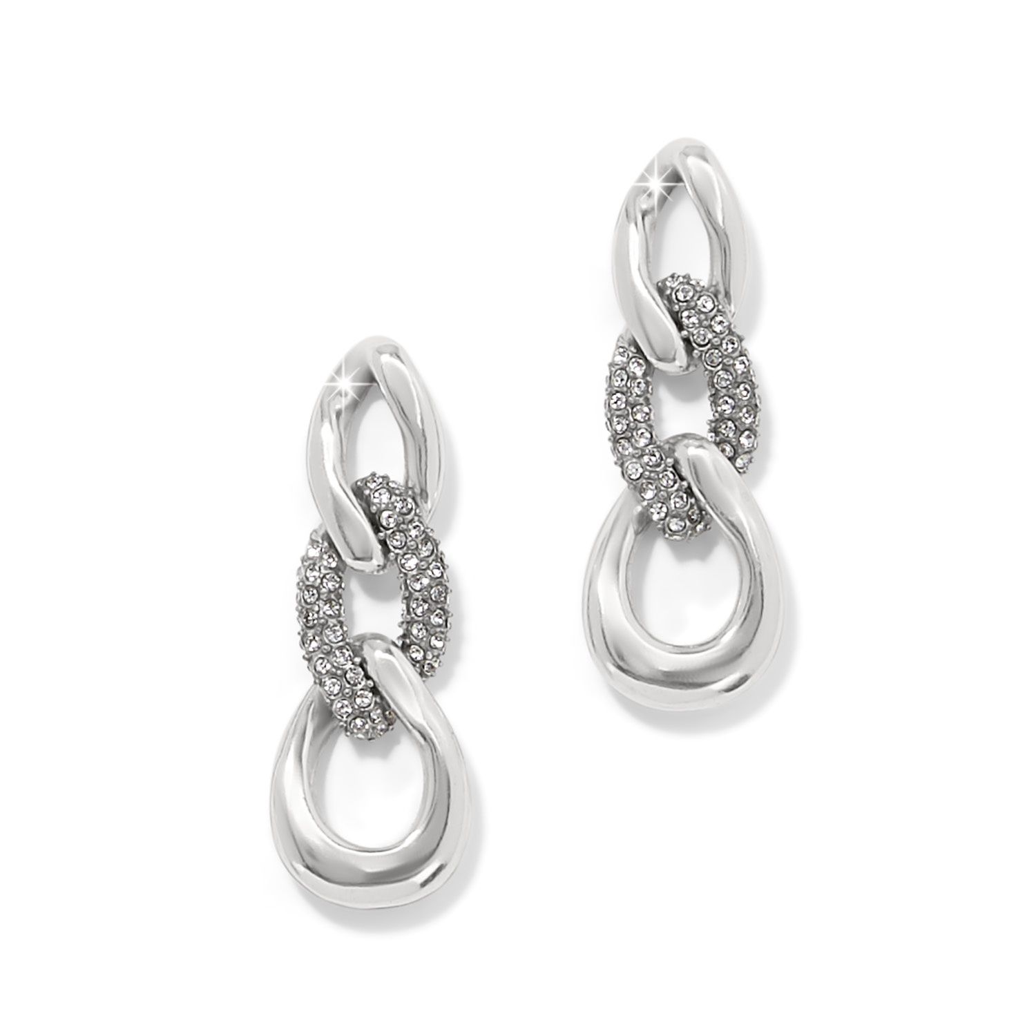Cleo Pave Link Post Drop Earrings, Colour: Silver