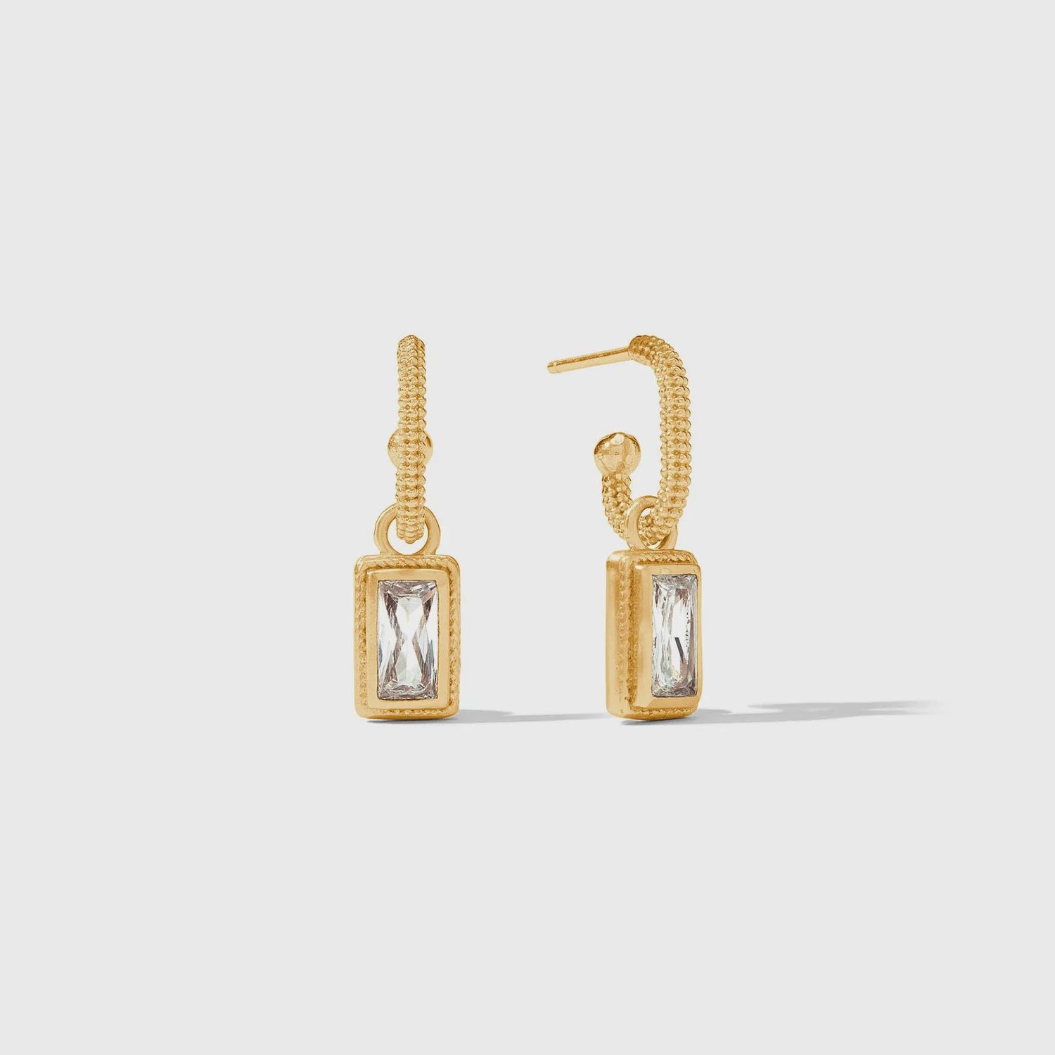 Baguette Hoop &amp; Charm Earring, Colour: Cubic Zirconia