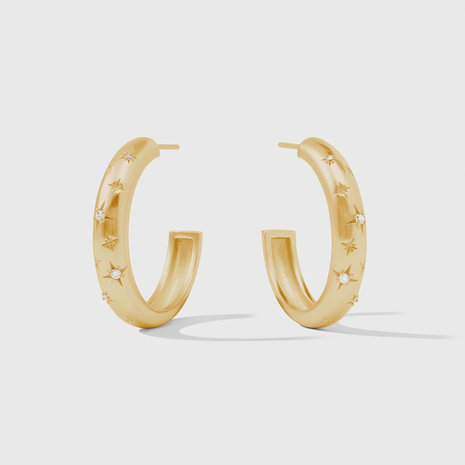 Luna Stone Hoop, Colour: Cubic Zirconia, Size: Medium